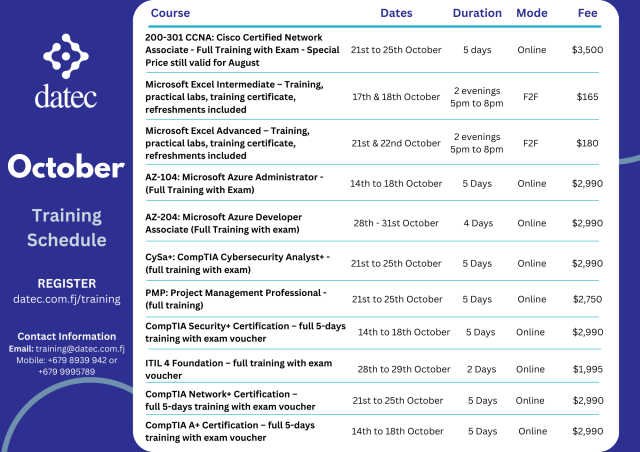 October Schedule Advert